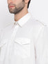 Men's Cream Cotton Blend Pathani Suit Set