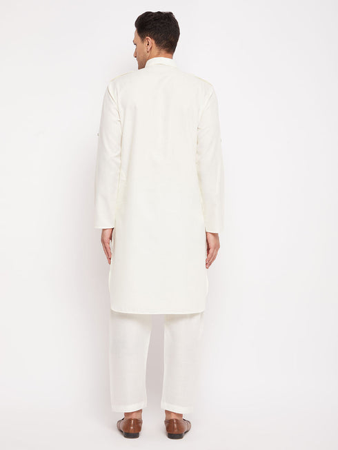 Men's Cream Pathani Suit Set
