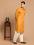 Men's Rust Pathani Cotton Blend Kurta