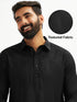 Men's Black And White Viscose Pathani Kurta Set