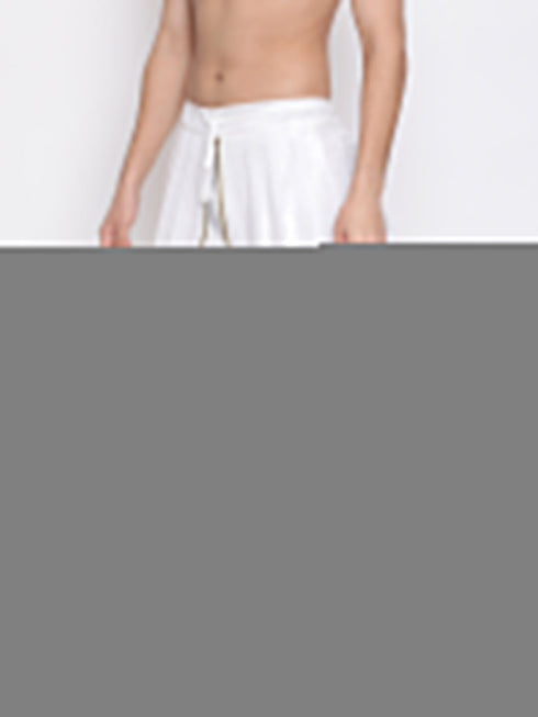 Men's White Silk Blend Dhoti Pant
