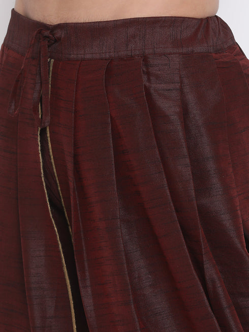 Men's Wine Silk Blend Dhoti Pant