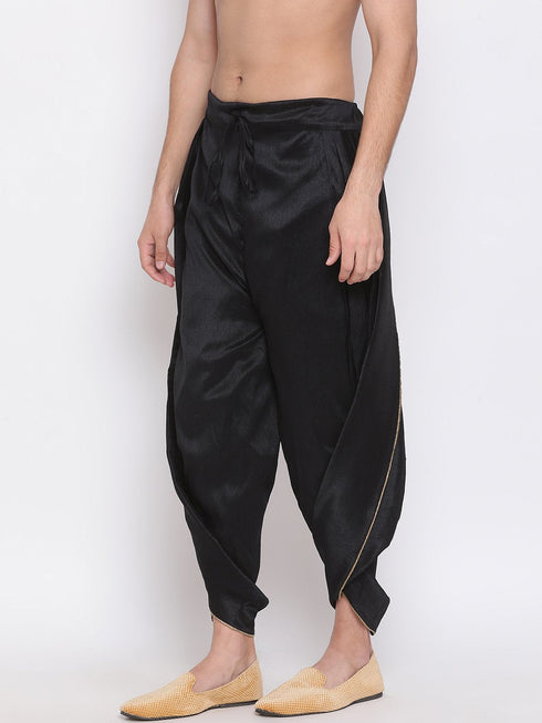 Men's Black Silk Blend Dhoti Pant