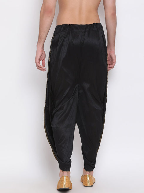 Men's Black Silk Blend Dhoti Pant
