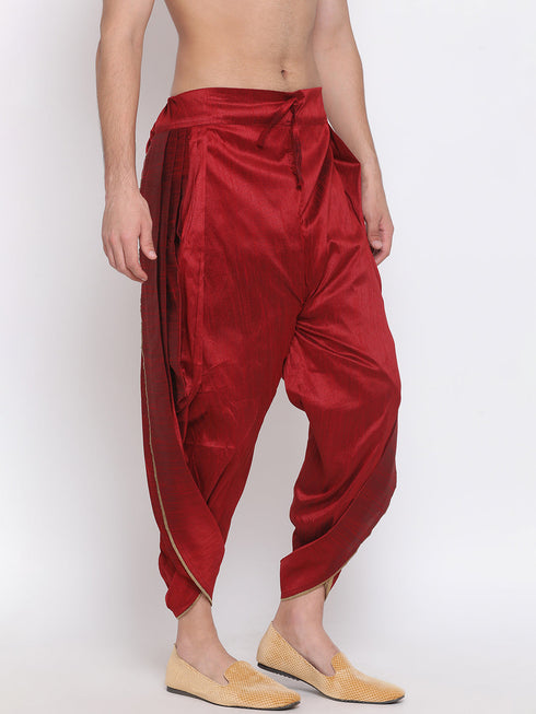 Men's Maroon Silk Blend Dhoti Pant