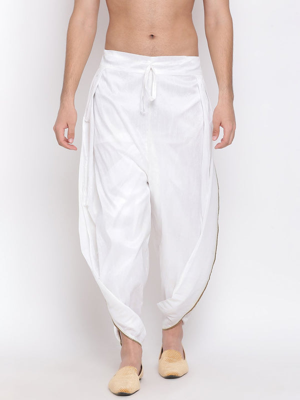 Men's White Silk Blend Dhoti Pant