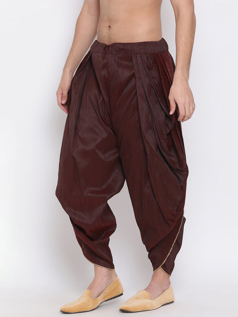 Men's Wine Silk Blend Dhoti Pant