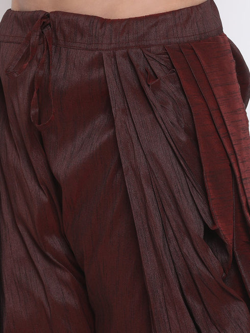 Men's Wine Silk Blend Dhoti Pant