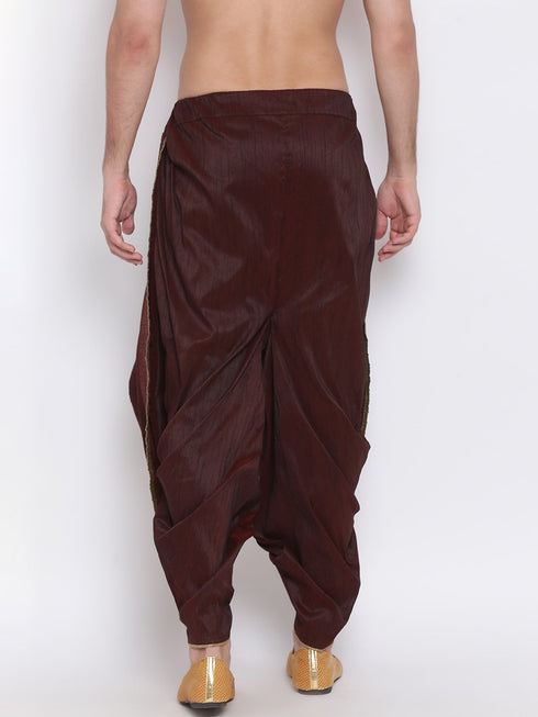 Men's Wine Silk Blend Dhoti Pant