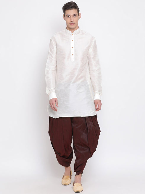 Men's Wine Silk Blend Dhoti Pant