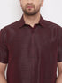 Men's Wine Silk Blend Ethnic Shirt