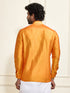 Men's Orange Silk Blend Ethnic Shirt