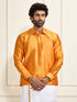 Men's Orange Silk Blend Ethnic Shirt