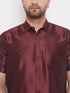 Men's Wine Silk Blend Ethnic Shirt
