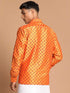 Men's Orange Silk Blend Printed Shirt