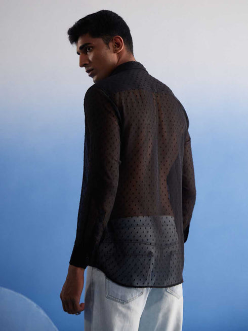 Men's Black Georgette Shirt