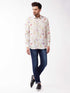 Men's Multicolour-Base-Cream Muslin Ethnic Shirtt