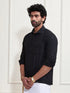 Men's Black Rayon Embellished Shirt