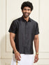 Men's Black Silk Blend Ethnic Shirt