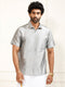 Men's Grey Silk Blend Ethnic Shirt