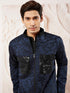 Men's Navy Blue Silk Blend Jacket