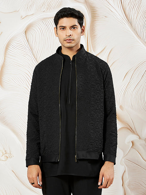Men's Black Silk Blend Jacket