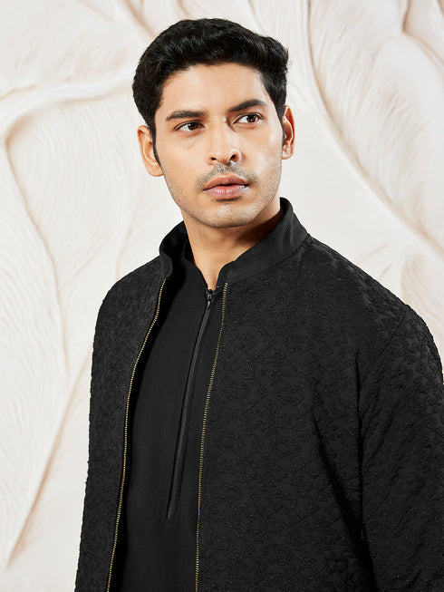 Men's Black Silk Blend Jacket