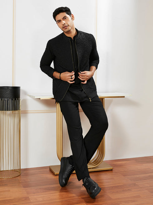 Men's Black Silk Blend Jacket