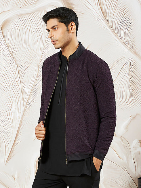 Men's Wine Silk Blend Jacket