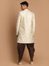 Men's Beige And Coffee Silk Blend Royal Looking Sherwani Set