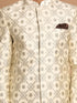Men's Beige And Coffee Silk Blend Royal Looking Sherwani Set