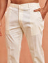 Men's Beige Jacquard Sherwani Pyjama Dupatta Set