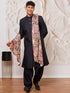Men's Black Silk Blend Sherwani, Kurta And Patiala Set