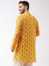 Men's Multicolor-Base-Mustard Muslin Cotton Kurta