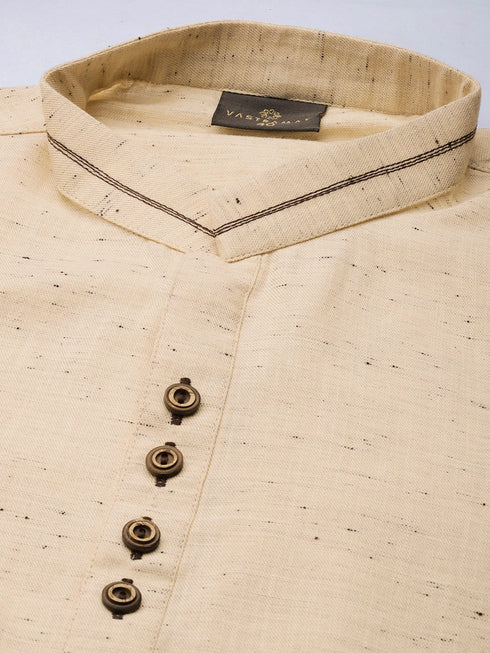 Men's Beige Pure Cotton Short Kurta