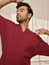 Men's Maroon & White Premium Yoga Kurta Palazzo Set