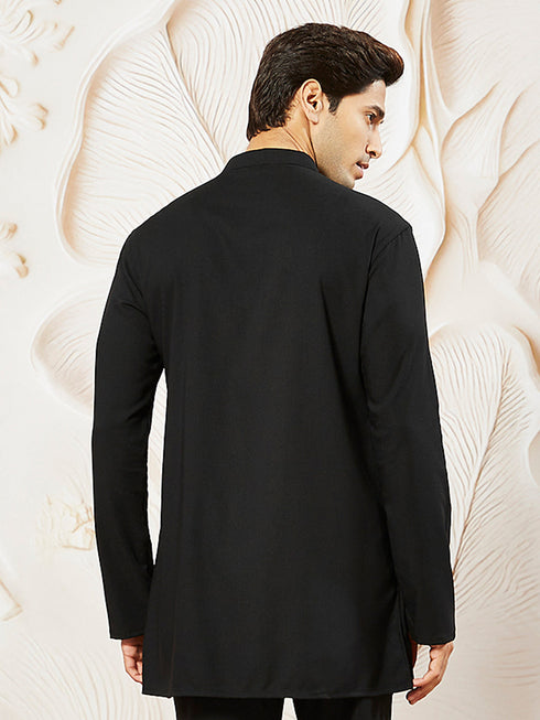 Men's Black Silk Blend Kurta