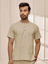 Men Beige Cotton Flex Yoga Kurta
