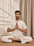 Men White Cotton Flex Yoga Kurta