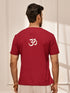Men Red Cambric Cotton Yoga Kurta With Om Embroidery
