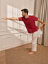Men Red Cambric Cotton Yoga Kurta With Om Embroidery