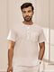 Men White Cambric Cotton Yoga Kurta With Om Embroidery