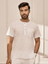 Men White Cambric Cotton Yoga Kurta With Om Embroidery