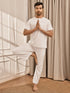 Men White Cambric Cotton Yoga Kurta With Om Embroidery