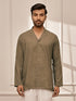 Men Mehendi Green Cambric Cotton Full Sleeve Yoga Kurta