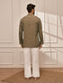 Men's Mehendi Green Premium Cotton Kurta With White Palazzo Set