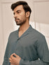 Men Sage Green Cambric Cotton Full Sleeve Yoga Kurta