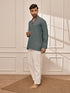Men's Sage Green Premium Cotton Kurta With White Palazzo Set