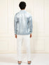 Men's Grey And White Satin Ethnic Shirt