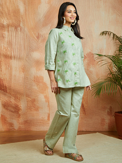 Women's Pista Green Co Ords Set